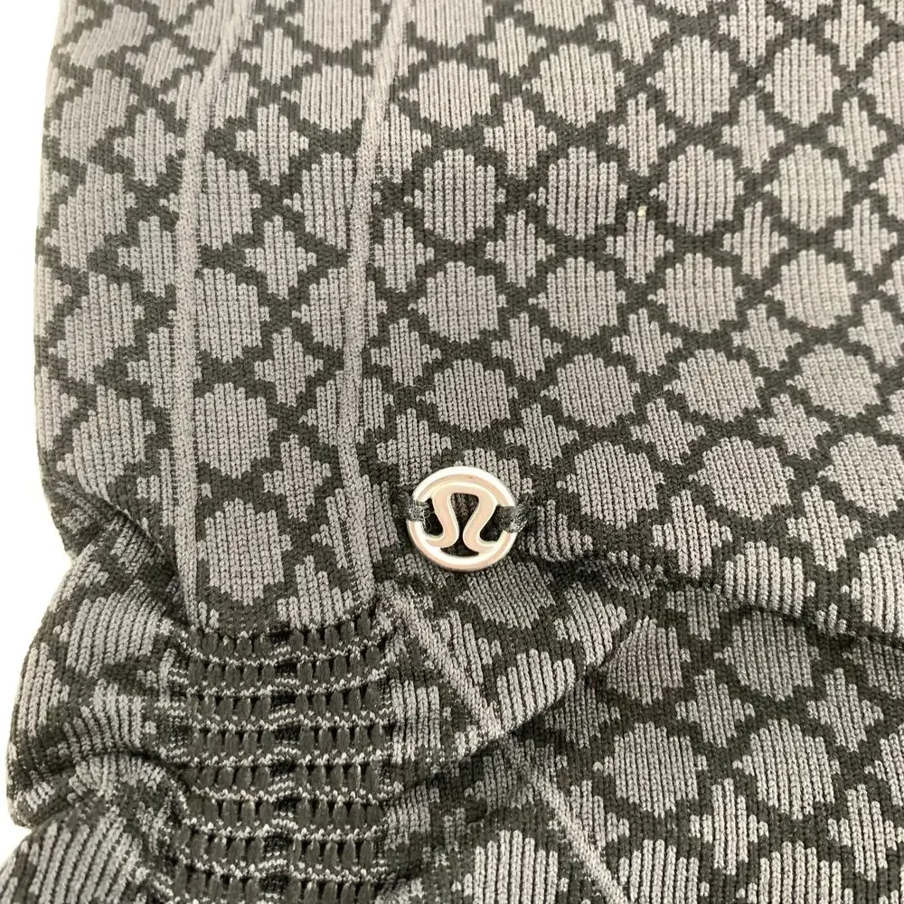 Lululemon In The Flow Crop Leggings Womens 4 Geometric Ruched Compression Yoga